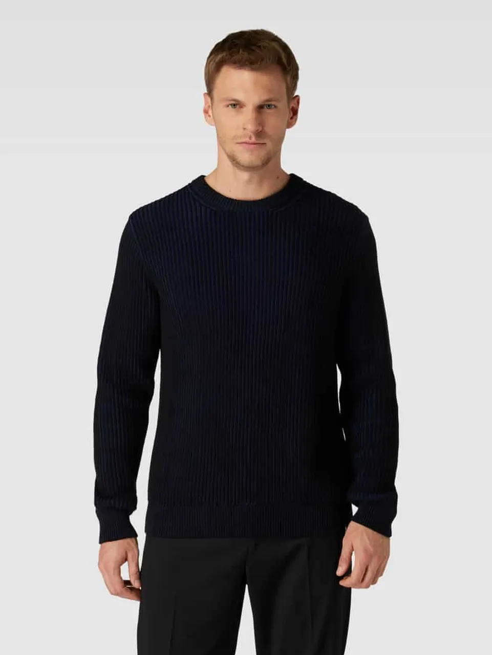 Armedangels Strickpullover in Two-Tone-Machart Modell 'ANDRAAS' in Black
