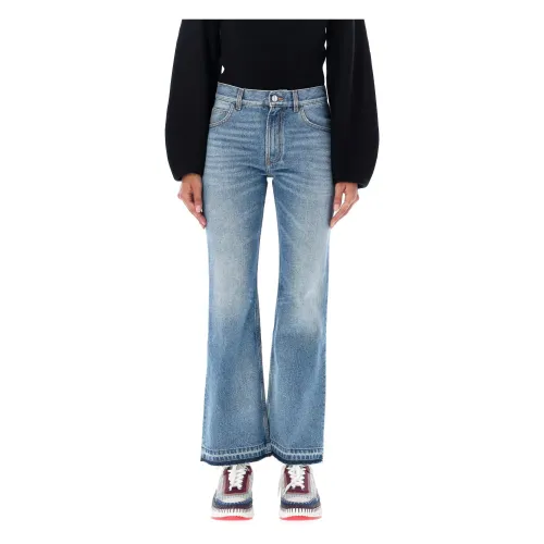 Ausgestellte Denim-Jeans in Nebelblau Chloé