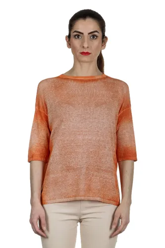 AVANT TOI Damen Feinstrick-Pullover aus Leinenmischung orange