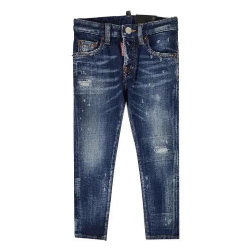Baby Slim Blaue Jeans mit Rocker-Details Dsquared2