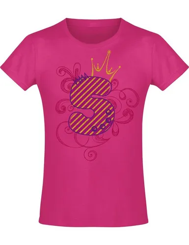 Baddery Print-Shirt Geburstagsgeschenk für Mädchen : 5 Jahre mit Krone, hochwertiger Siebdruck, aus Baumwolle