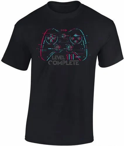 Baddery Print-Shirt Jungen Gamer T-Shirt zum 11. Geburtstag : Level 11 Complete, hochwertiger Siebdruck, aus Baumwolle