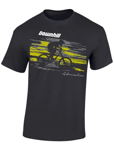 Baddery Print-Shirt Kinder T-Shirt: Downhill Adrenaline - Fahrrad Geschenk Jungen Mädchen, hochwertiger Siebdruck, aus Baumwolle