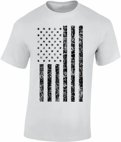 Baddery Print-Shirt USA Flagge Shirt - Black Stars and Stripes - US Army T-Shirt, hochwertiger Siebdruck, auch Übergrößen, aus Baumwolle