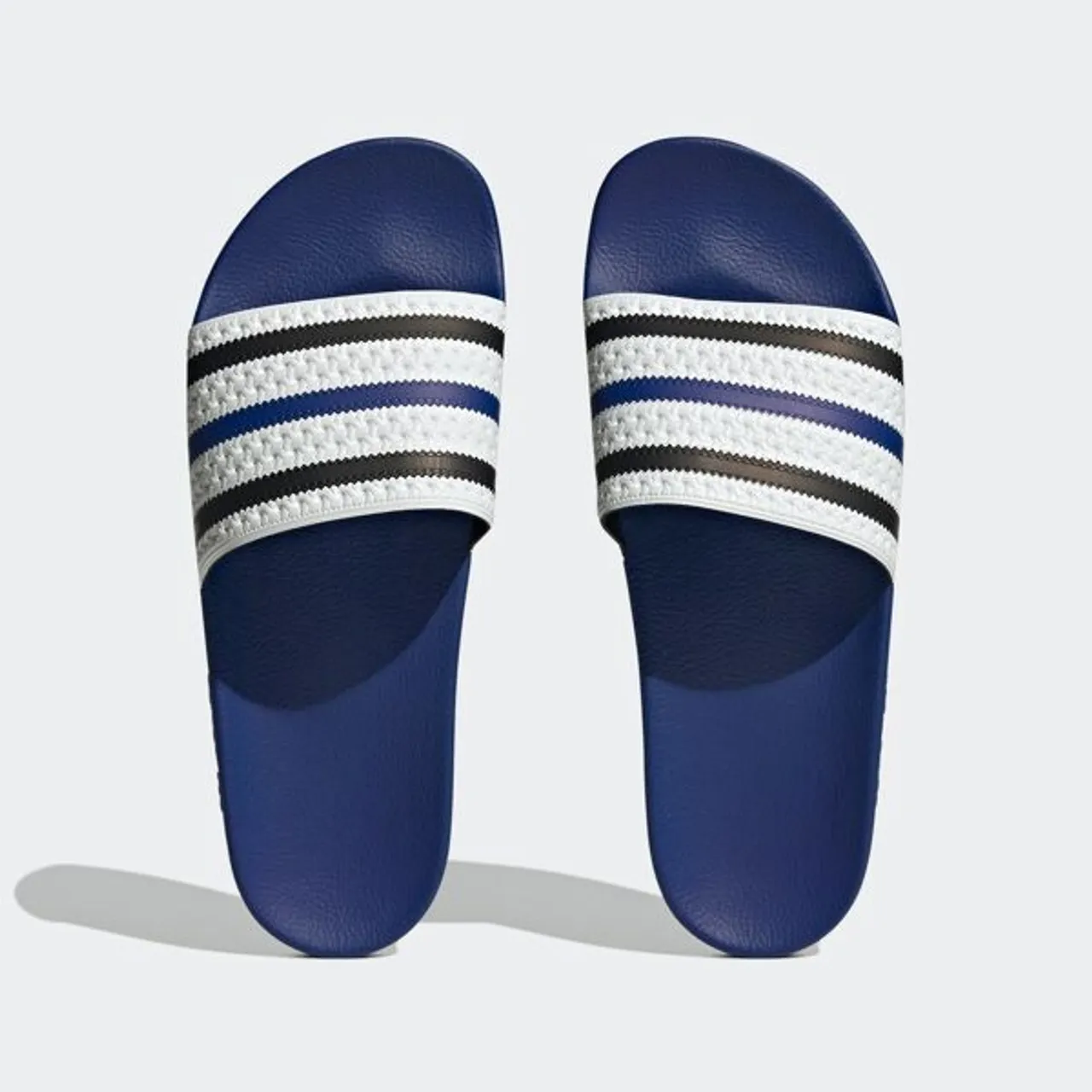 Badesandale ADIDAS ORIGINALS "ADILETTE" Gr. 47, blau (cloud white, core black, bright blue) Schuhe Badelatschen Pantolette Schlappen Bade-Schuhe
