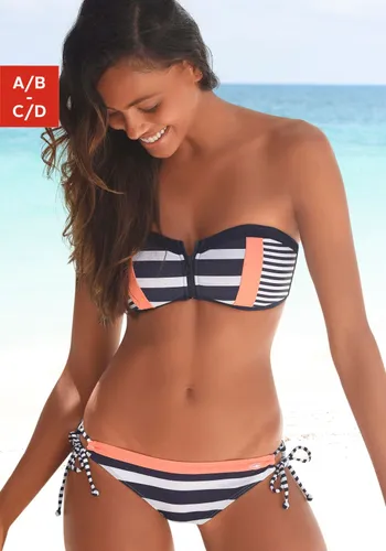 Bandeau-Bikini-Top KANGAROOS "Anita" Gr. 32, Cup A/B, blau (marine, weiß) Damen Bikini-Oberteile Ocean Blue