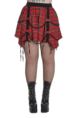 Banned A-Linien-Rock DIY Disturbance Tartan Punk Ketten Gothic Chain Skirt