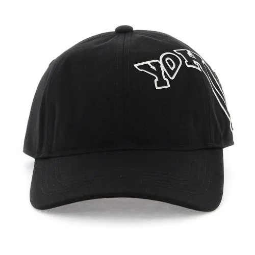 Baseballkappe mit morphed Logo,Trucker-Hüte aus recyceltem Polyester,Schwarze/Weiße Canvas-Kappe Y-3