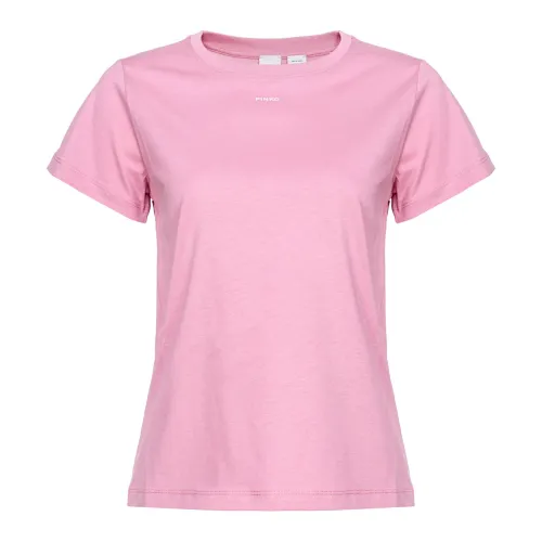 Basic Baumwoll-Jersey T-Shirt mit Mini-Logo Pinko