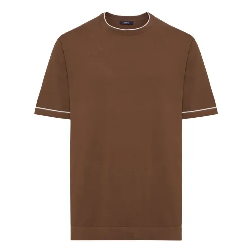 Baumwoll-Crêpe-Strick-T-Shirt,Baumwoll-Crêpe-Strick T-Shirt Boggi Milano