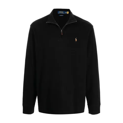 Baumwoll Half-Zip Sweatshirt mit Lederdetails Ralph Lauren
