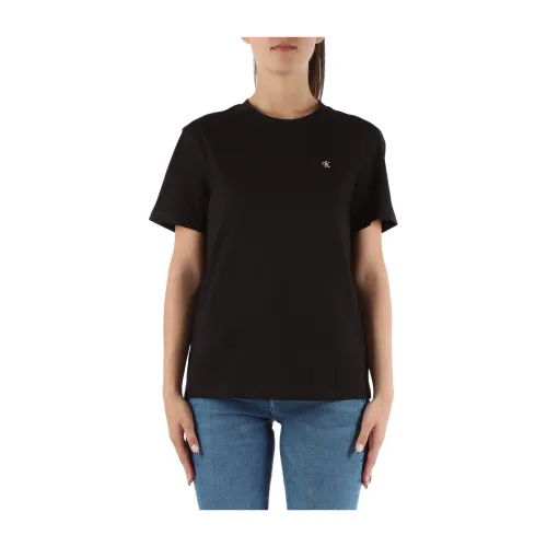 Baumwoll-T-Shirt mit Frontlogo-Patch Calvin Klein Jeans