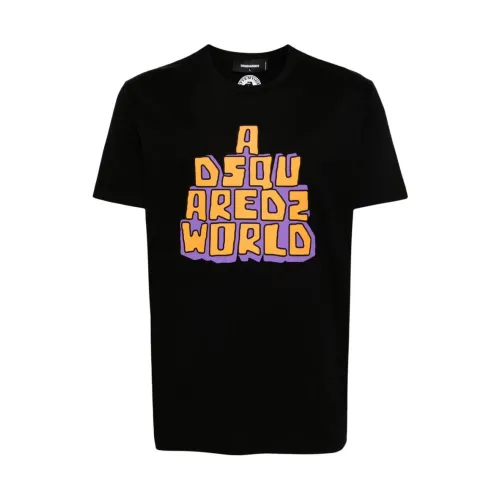 Baumwoll T-Shirt mit Slogan-Print Dsquared2