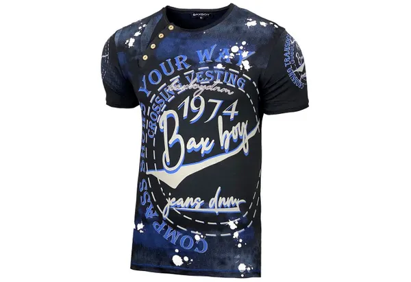 Baxboy T-Shirt Baxboy Herren Verwaschen Vintage Used Look Rundhals T-Shirt 145