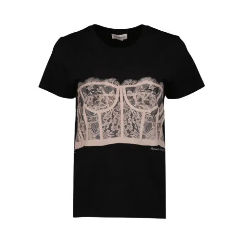 Bedrucktes Korsett T-Shirt Alexander McQueen