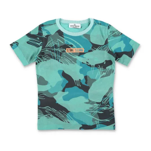 Bedrucktes T-Shirt mit Jungle Camouflage Print Stone Island