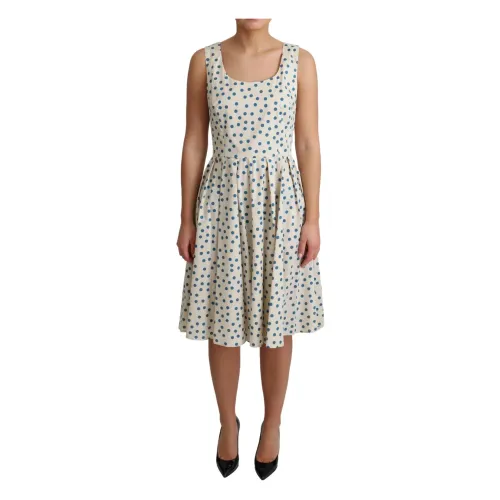 Beige A-Linien Kleid mit Polka Dots Dolce & Gabbana