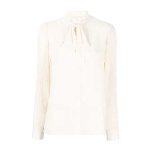 Beige Casual Bow Tie Bluse Michael Kors