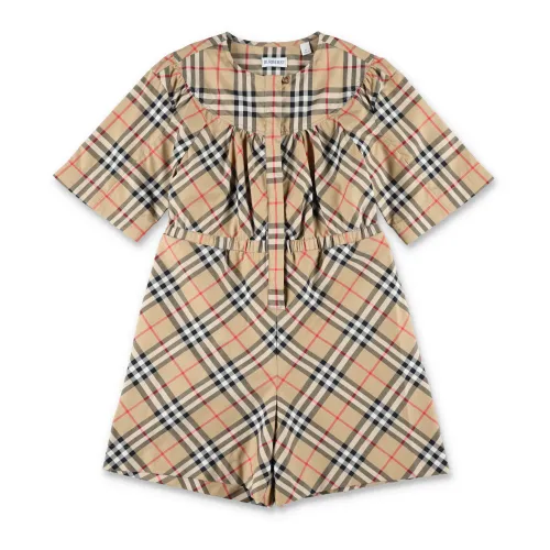 Beige Check Playsuit Ss24 Burberry