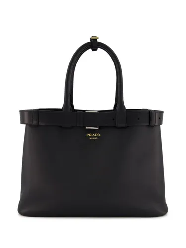 belted leather tote bag