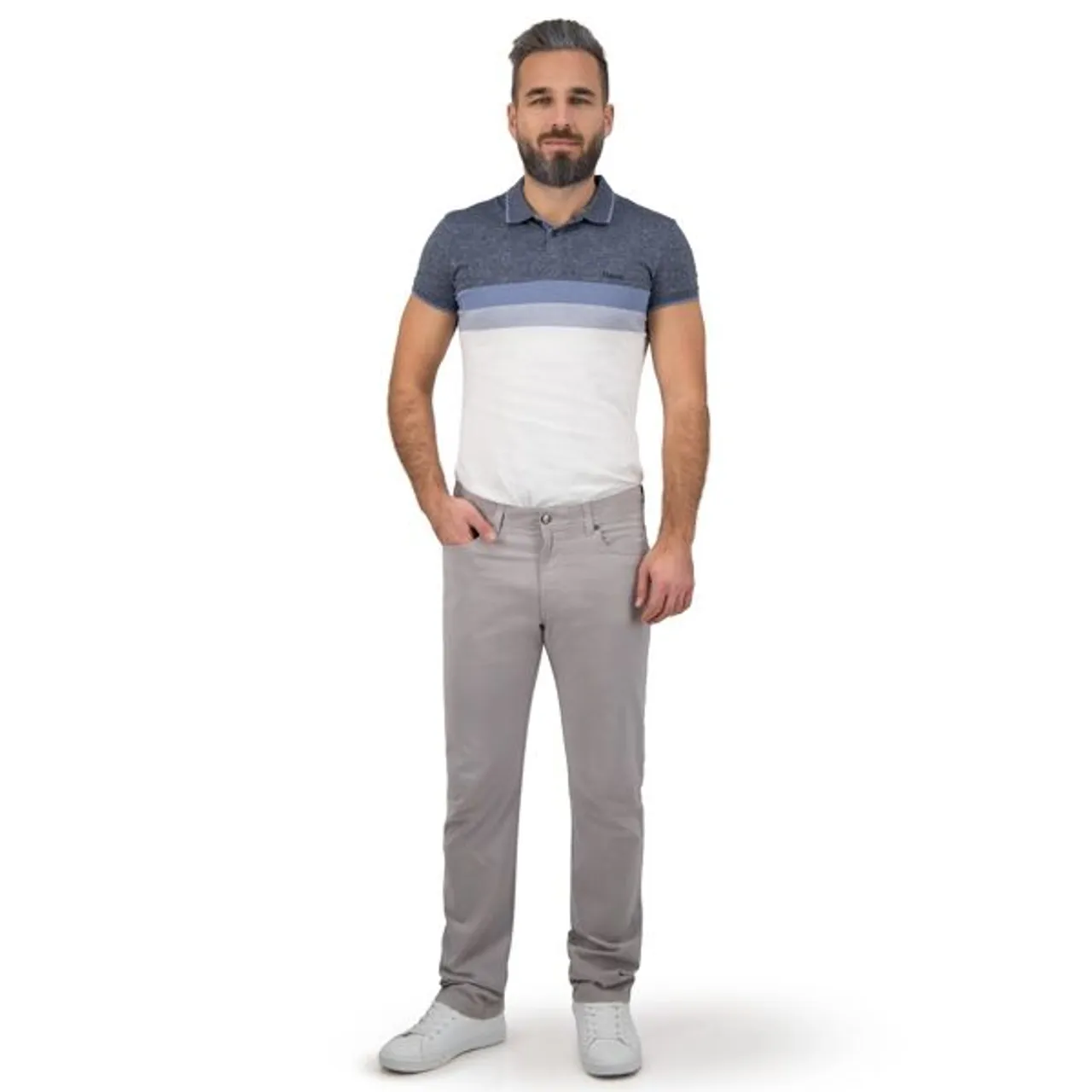 Bequeme Jeans BRÜHL "Genua III" Gr. 54, EURO-Größen, grau (hellgrau) Herren Jeans 5-Pocket-Jeans Stretchjeans Stretch