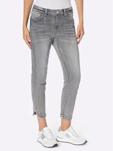 Bequeme Jeans HEINE Gr. 42, Normalgrößen, blau (light grey, denim) Damen Jeans Ankle 7/8