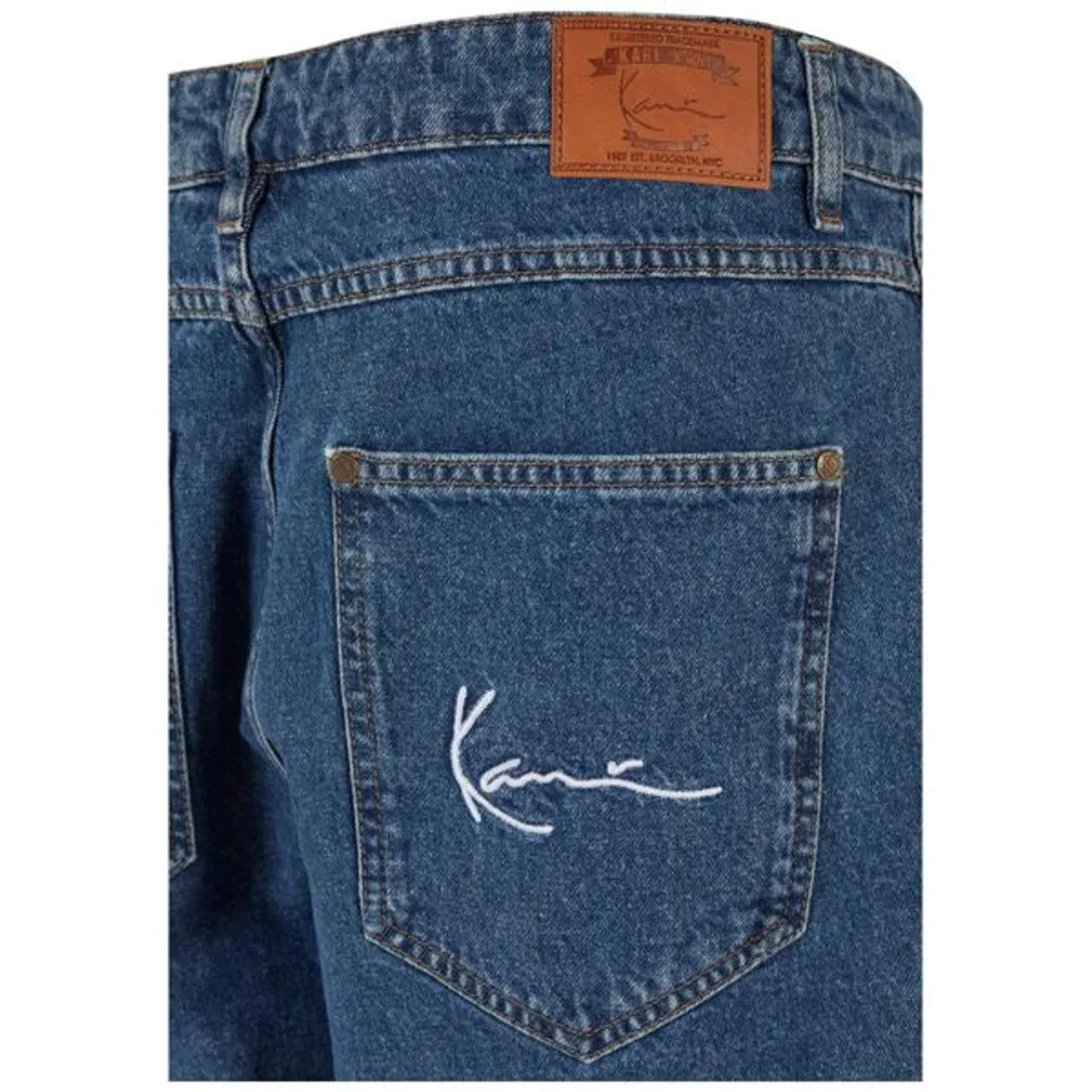 Bequeme Jeans KARL KANI "Karl Kani Herren" Gr. 30, Normalgrößen, blau (dark indigo) Herren Jeans