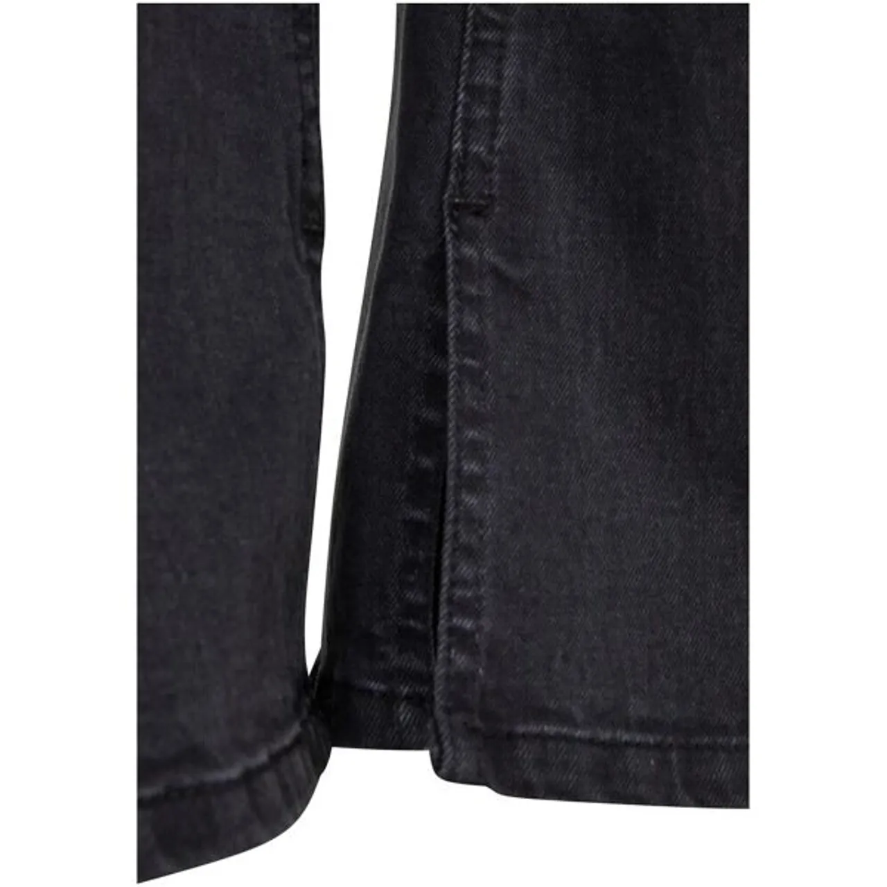 Bequeme Jeans URBAN CLASSICS "Urban Classics Damen Ladies Highwaist Straight Slit Denim Pants" Gr. 34, Normalgrößen, schwarz (blackwashed) Damen Jeans