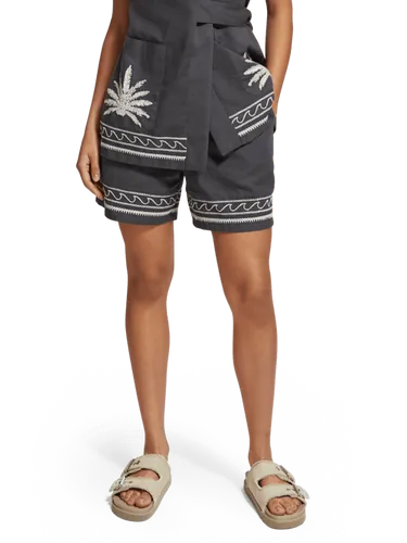 Bestickte Shorts mit hohem Bund - Größe XS - Multicolor - Frau - Shorts - Scotch & Soda