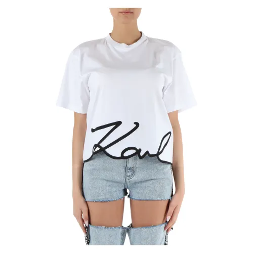 Besticktes Baumwoll-T-Shirt Karl Lagerfeld