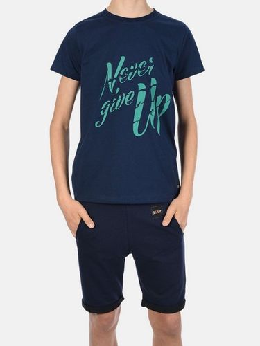 BEZLIT T-Shirt & Shorts Jungen Sommer Set T-Shirt NEVER GIVE UP und Stoff Shorts (1-tlg) mit elastischem Bund