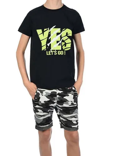 BEZLIT T-Shirt & Shorts Jungen Sommer Set T-Shirt YES und Stoff Shorts (1-tlg) mit elastischem Bund