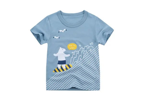 BiboBibo T-Shirt Bär-B10 (Kinder T-Shirt Baumwolle) Oberteil für Jungen Dino Tier Muster Tops Kinder Kleidung