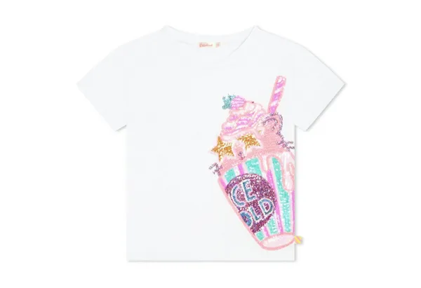 Billieblush T-Shirt Billieblush T-Shirt weiß Eisbecher mit Pailletten in rosa