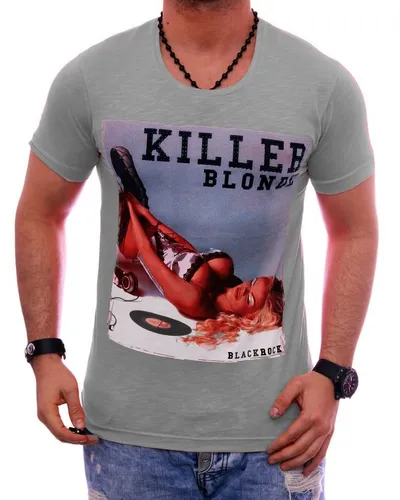 BLACKROCK T-Shirt Herren Shirt T-Shirt Urlaub Motiv kurzarm Rundhals bedruckt Print Strasssteine Slim-Fit
