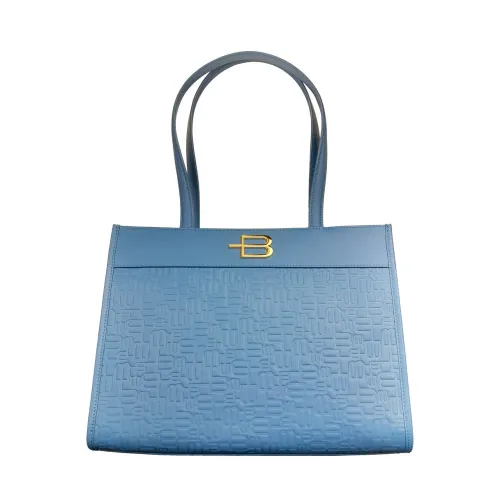 Blau bedruckte Shopping-Tasche Baldinini