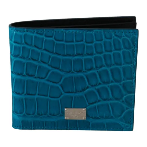 Blaue Alligator Muster Leder Bifold Geldbörse Dolce & Gabbana
