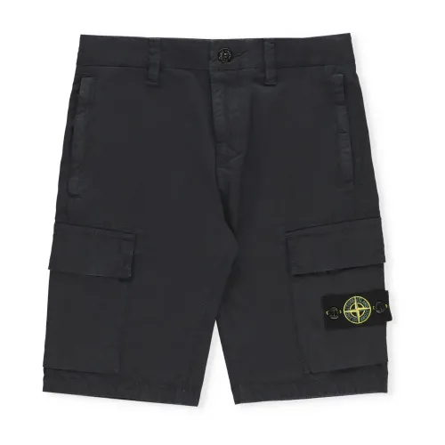 Blaue Baumwoll-Bermuda-Shorts für Jungen Stone Island