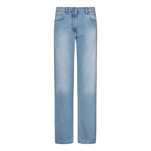 Blaue Baumwoll-Denim-Jeans mit Verzierung Msgm