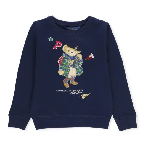 Blaue Baumwoll-Sweatshirt für Mädchen Ralph Lauren