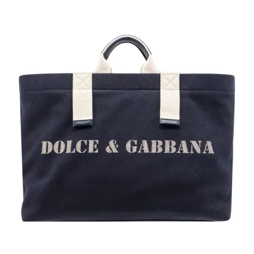 Blaue Canvas-Schultertasche Dolce & Gabbana