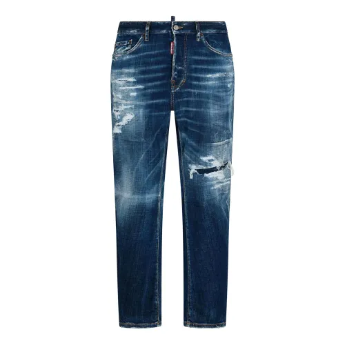 Blaue Denim Jeans mit Ausgebleichtem Effekt Dsquared2
