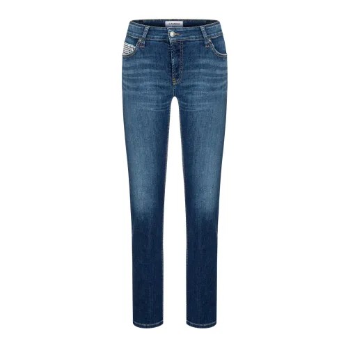 Blaue Denim-Jeans mit Steinverzierung Cambio