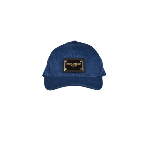 Blaue Denim-Kappe, Stilvoll und Lässig Dolce & Gabbana
