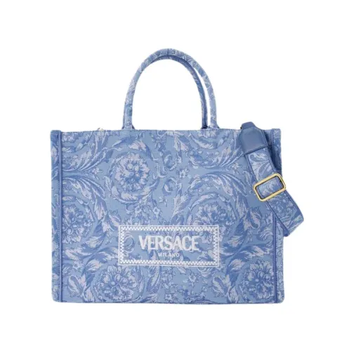 Blaue Jacquard Shopper Tasche Canvas Versace