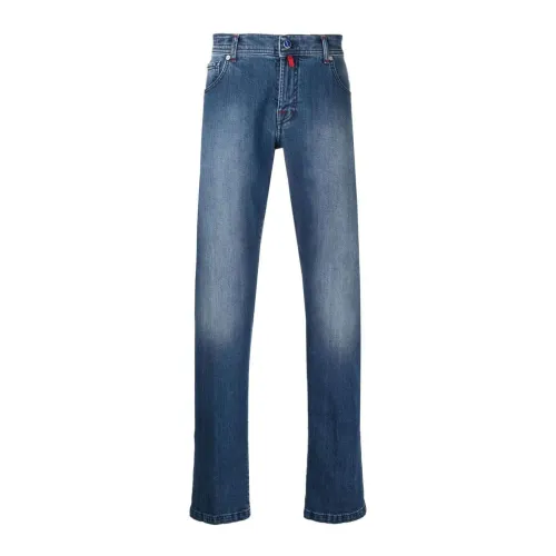Blaue Low-Rise Slim-Fit Jeans Kiton