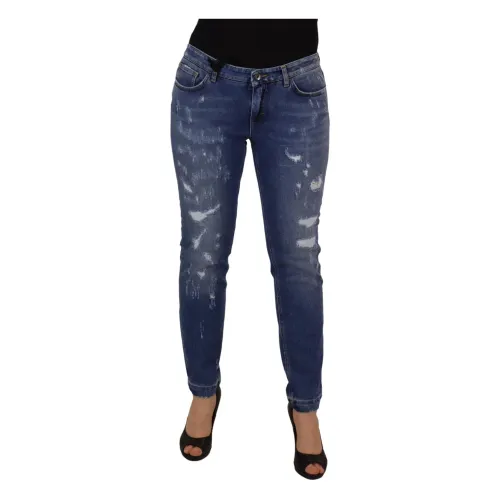Blaue Low Waist Skinny Denim Jeans Dolce & Gabbana