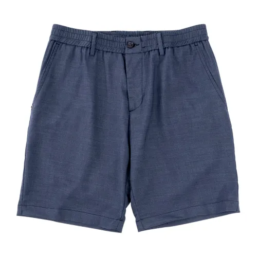 Blaue Meer Gewebte Shorts mit Elastischem Bund White Sand