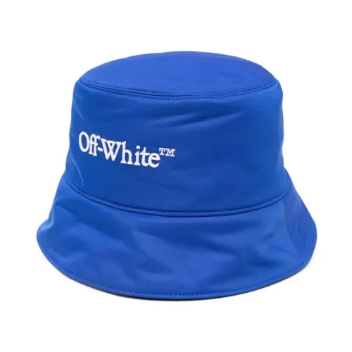 Blauer Logo-bestickter Bucket Hat Off White