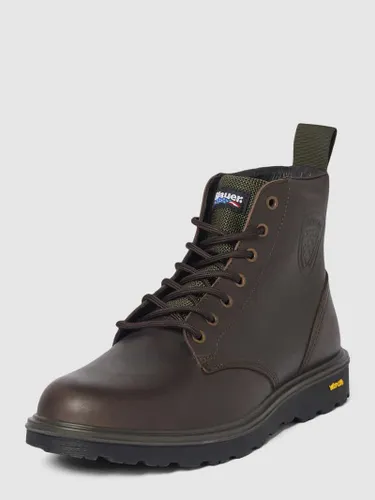 Blauer USA Ankle-Boots mit Label-Detail in Dunkelbraun